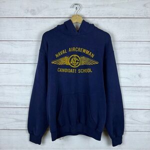 Vintage 80s Naval Aircrewman Candidate School US Navy Pullover Hoodie Medium